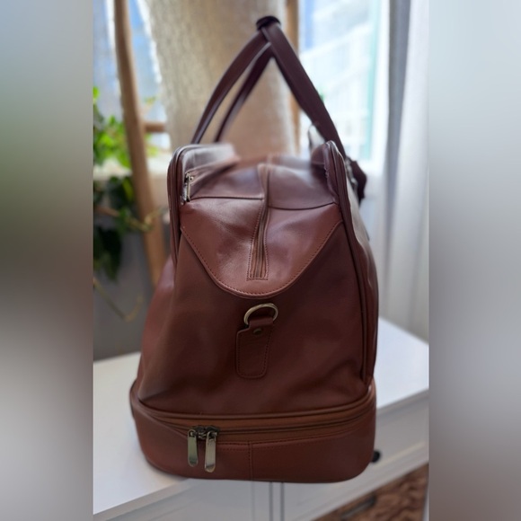 Hammacher Schlemmer Leather Overnight Bag - Brown - Picture 3 of 5